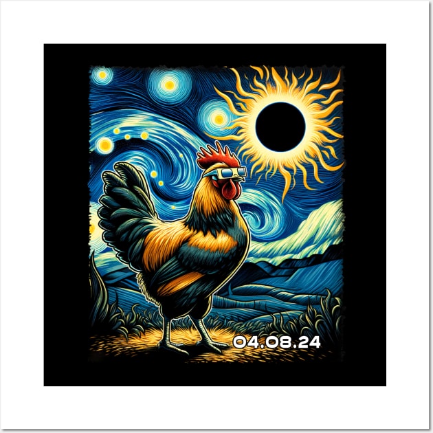 Chickens Eclipse Expedition: Quirky Tee for Farmyard Enthusiasts Wall Art by ArtByJenX